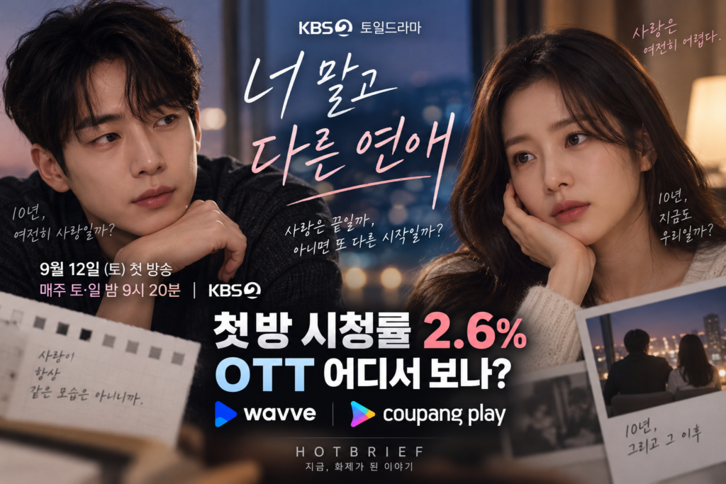 너 말고 다른 연애 첫방 시청률 2.6%와 웨이브·쿠팡플레이 OTT 정보를 담은 대표이미지